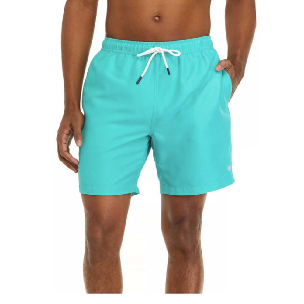 Crown & Ivy™ Men's‎ Size XXL 7" Solid Swim Trunks Turquoise Beach NWT - Picture 2 of 5